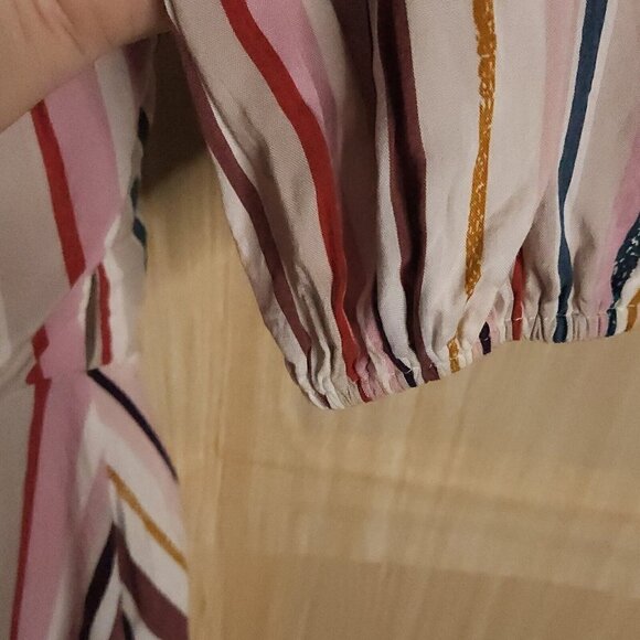 Harper Pink Striped Silky Open Front Tie Top XS - Picture 4 of 7